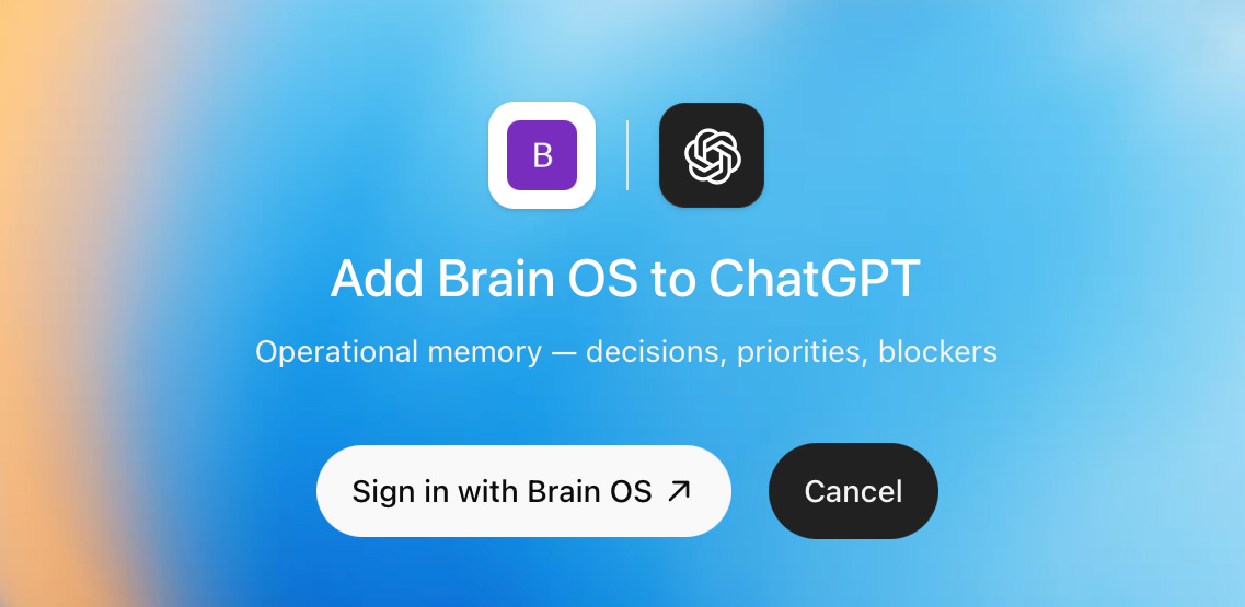 Brain OS connecting to ChatGPT